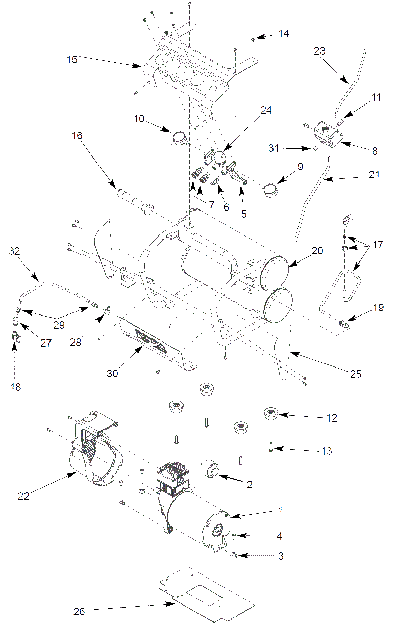 Air-Compressor Parts Diagram and Parts List for OF45175A  Campbell Hausfeld Compressor